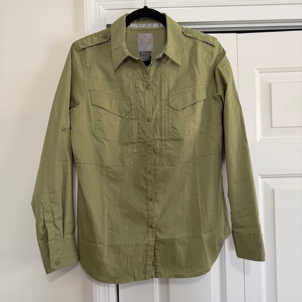 5.11 Tactical Moss Green Long Sleeved Button Down Size Small - Picture 1 of 11